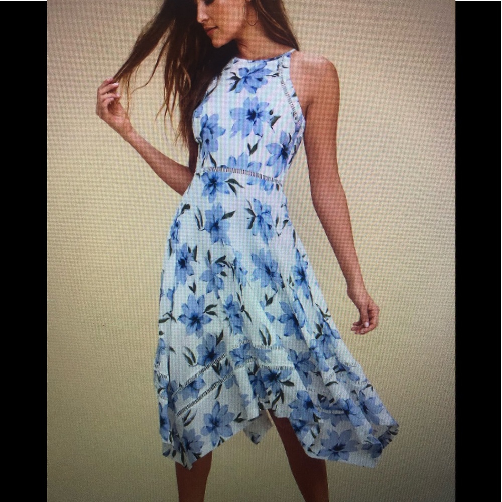 Lulus Zahara Blue and white Floral Print Midi